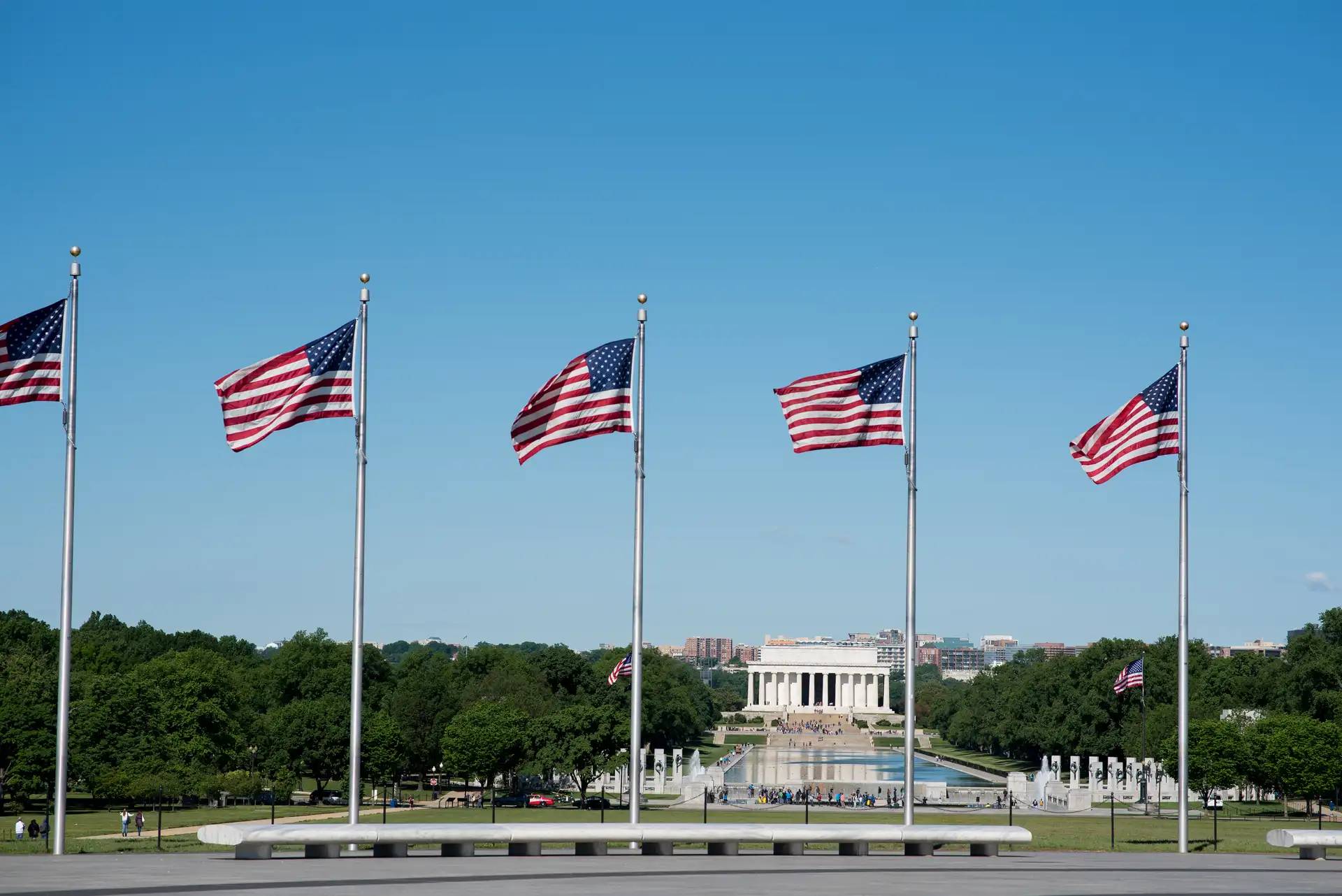 Lincoln memorial washington DC drapeaux américains