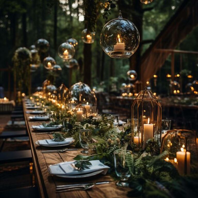 décoration mariage lumineuse lumières bougies tables invités