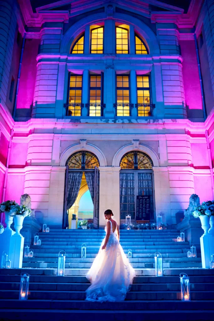 photographe mariage lyon rhône alpes - professionnel haut de gamme qualité - mariage château bougies mariée robe illuminée