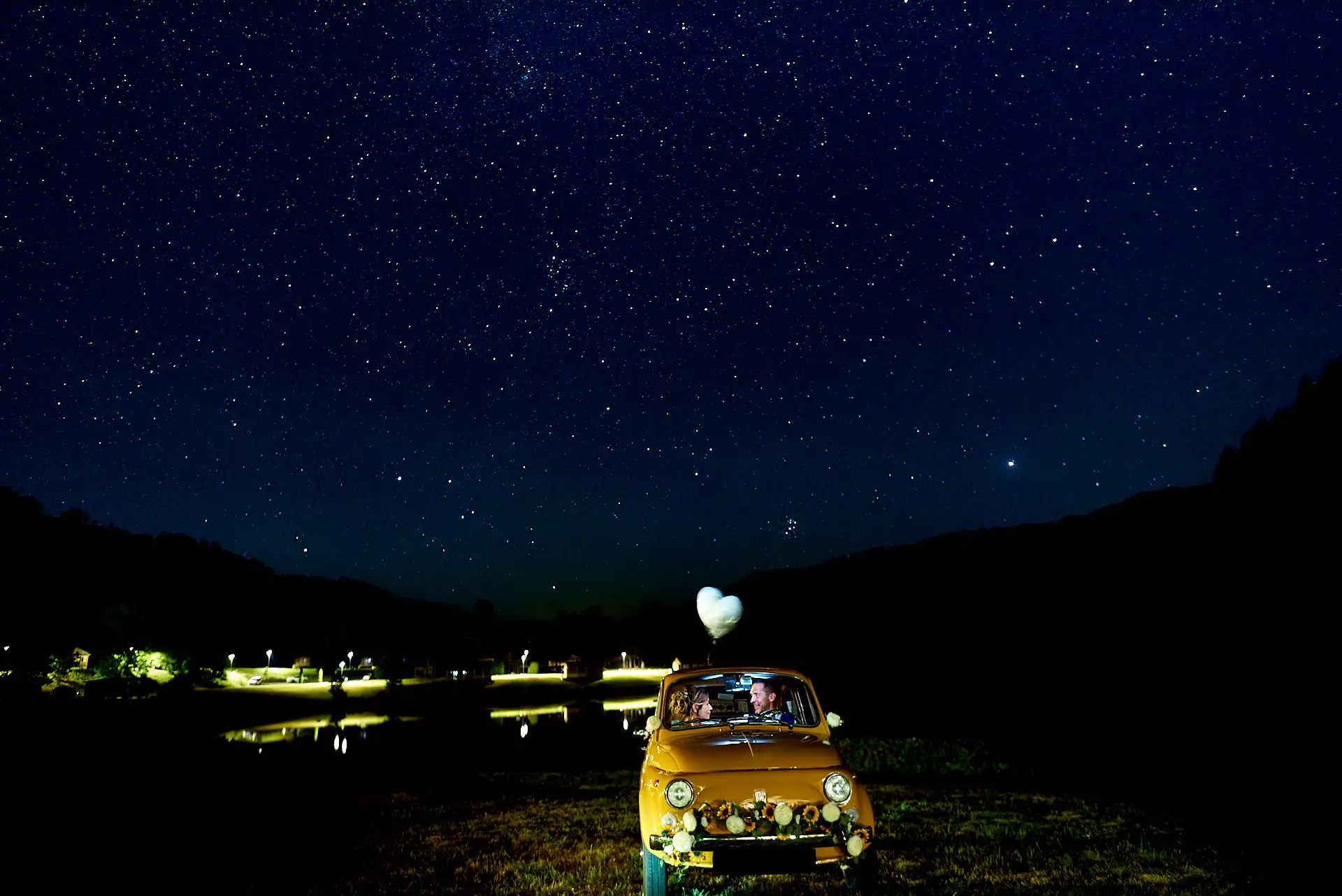 recherche photographe de mariage - photo de nuit sous les étoiles séance couple mariage auvergne rhône alpes