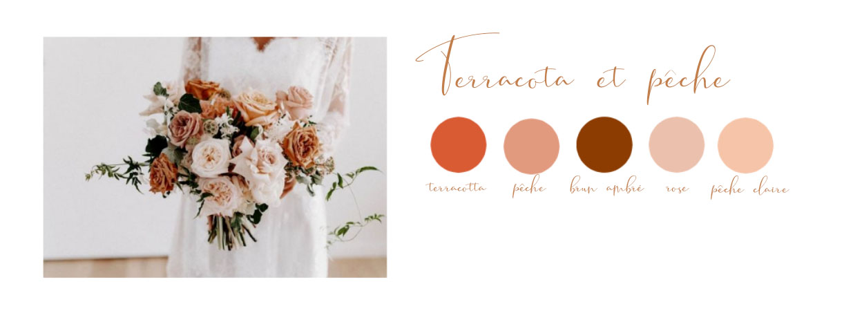 robe demoiselle d'honneur rose pêche et terracotta - palette de couleurs fleurs
